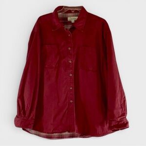 323 10/$50🏄🏻‍♀️ Cabela's Red Cotton Flannel Lined Button-Up Shirt with Pockets